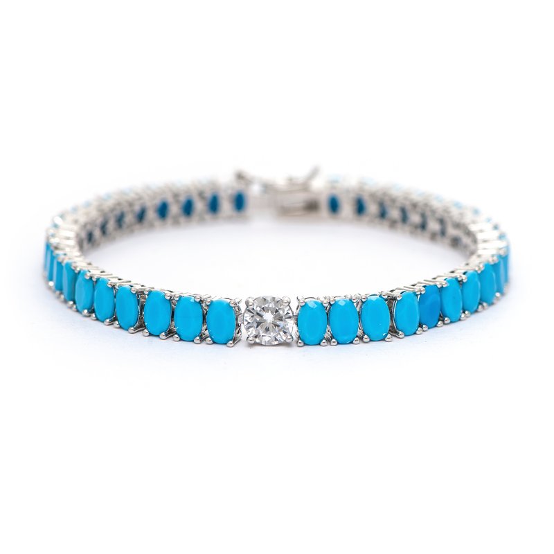 Rivka Friedman Turquoise Cz Bracelet In Blue