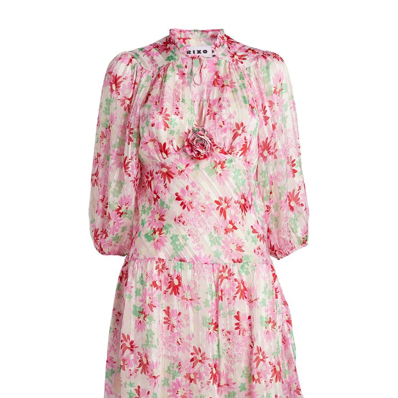 Shop Rixo London Women's Devi Dress, Pink Daisy Trail Lurex Mini