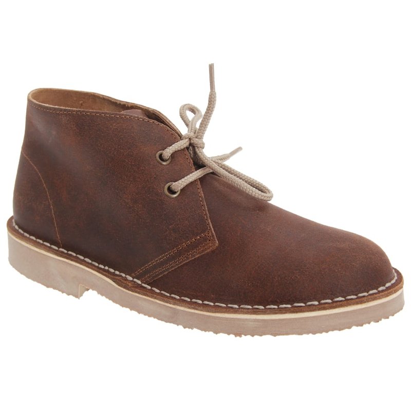 Roamers Childrens Unisex Unlined Distressed Leather Desert Boots In Brown
