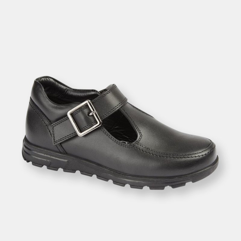Roamers Girls Leather Mary Janes In Black