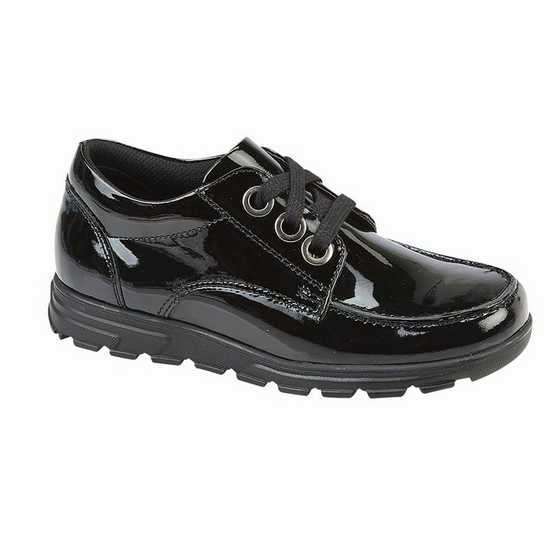 Shop Roamers Girls Patent Leather School Shoes In Black