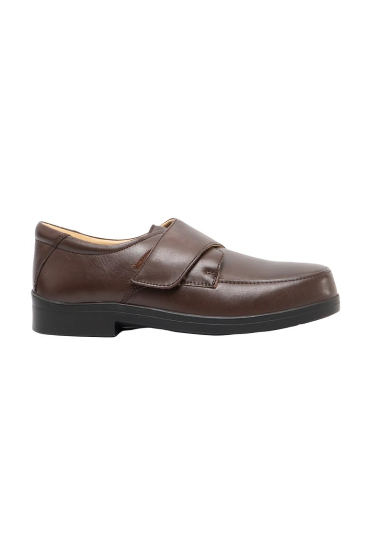 Mens Extra Wide Fitting Touch Fastening Casual Shoes (Brown) - Brown