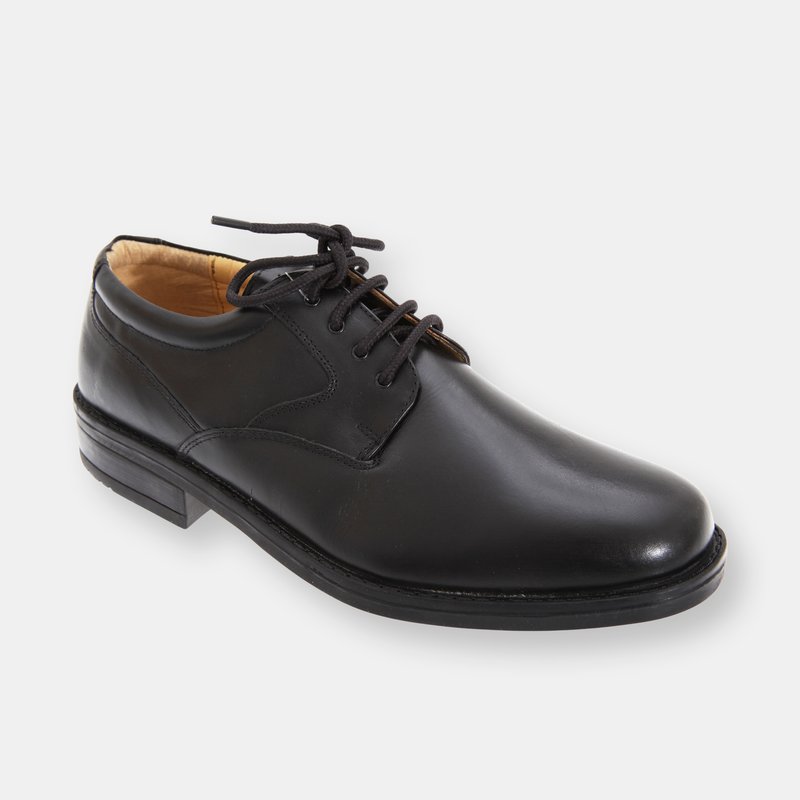 Shop Roamers Mens Flexi Plain Leather Gibson Shoes (black)