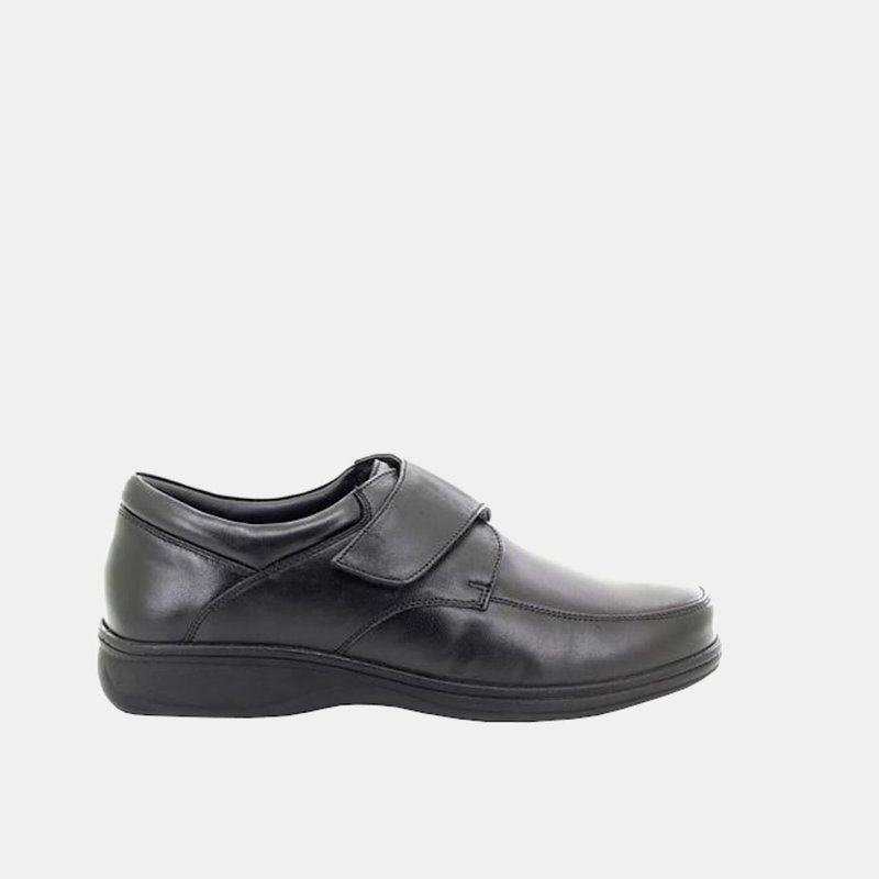 Roamers Mens Fuller Fitting Superlight Touch Fastening Leather Shoes In Black