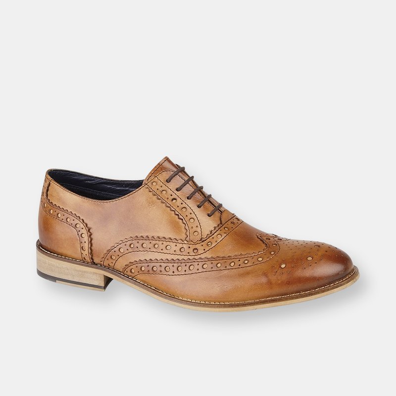 Roamers Mens Leather Brogue Oxford Shoes In Brown