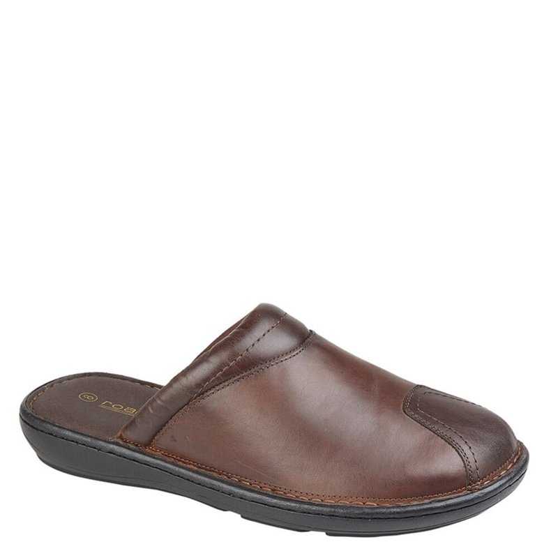 Roamers Mens Leather Clogs In Brown
