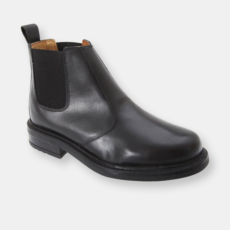 Roamers Mens Leather Quarter Lining Gusset Chelsea Boots (black)