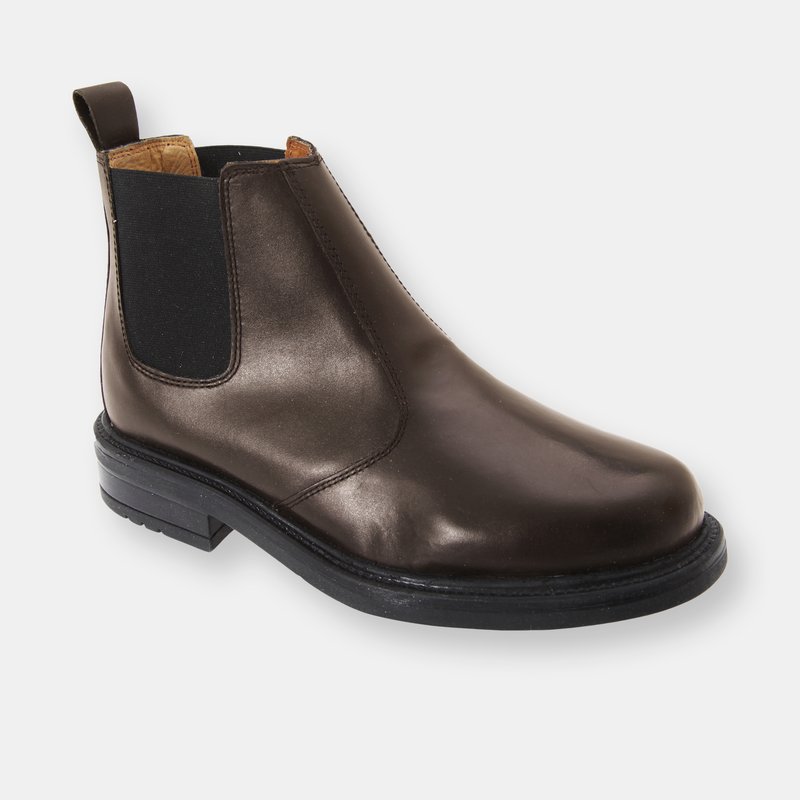 Roamers Mens Leather Quarter Lining Gusset Chelsea Boots In Brown
