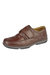 Mens Leather Wide Fit Touch Fastening Casual Shoes (Brown)