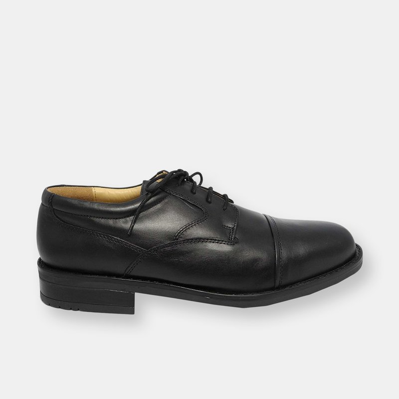 Shop Roamers Mens Plain Leather Capped Gibson Formal Shoes In Black