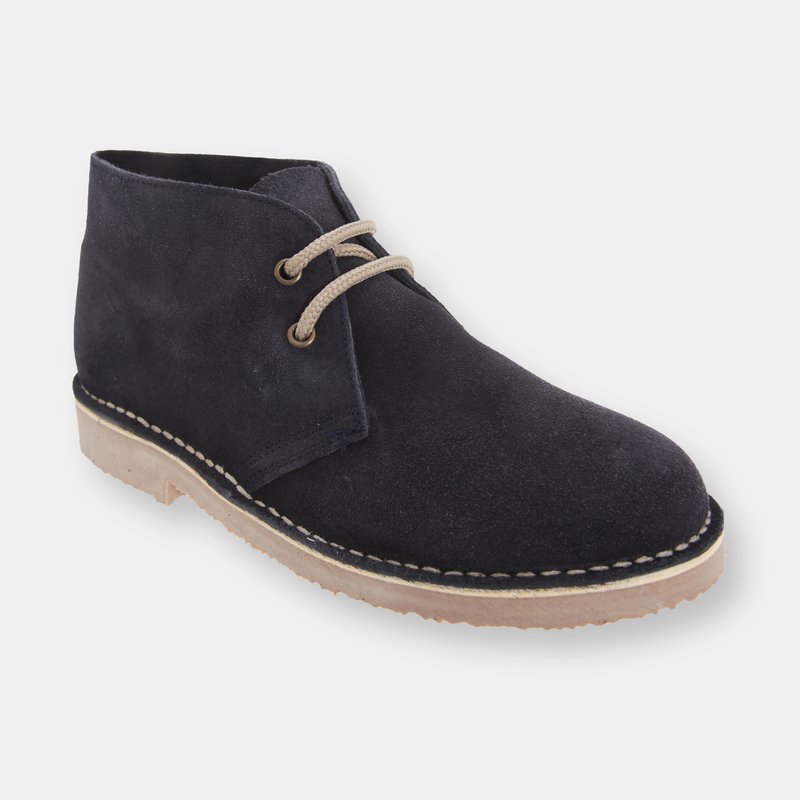 Roamers Mens Real Suede Unlined Desert Boots (navy) In Blue