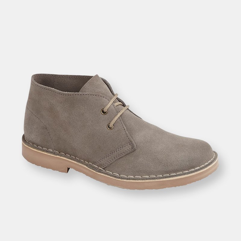 Roamers Mens Suede Leather Round Toe Desert Boot In Grey