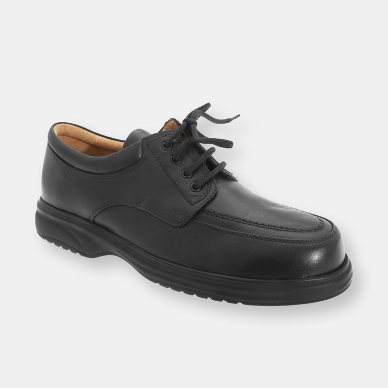 Roamers Mens Superlite Wide Fit Mudguard Tie Leather Shoes In Black