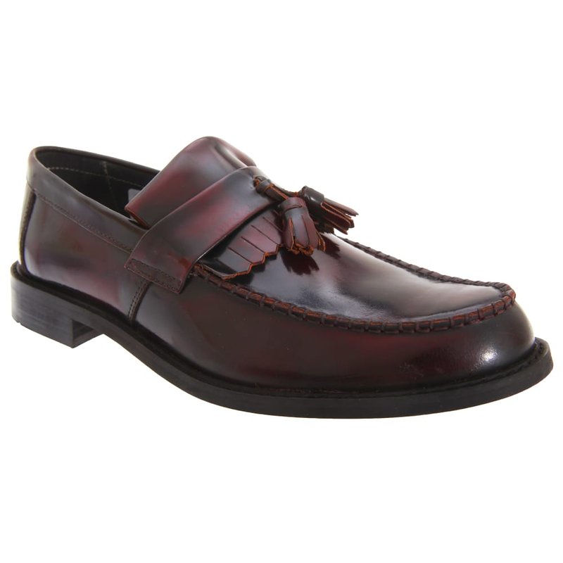 Roamers Mens Toggle Saddle Hi-shine Leather Loafers In Brown