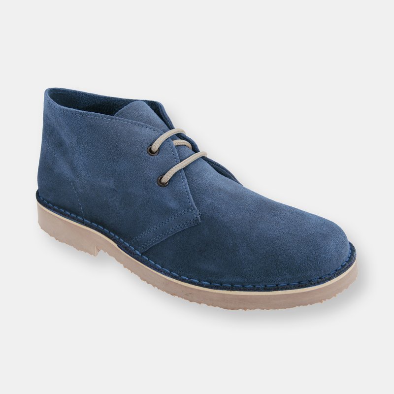 Roamers Mens Real Suede Round Toe Unlined Desert Boots (navy)