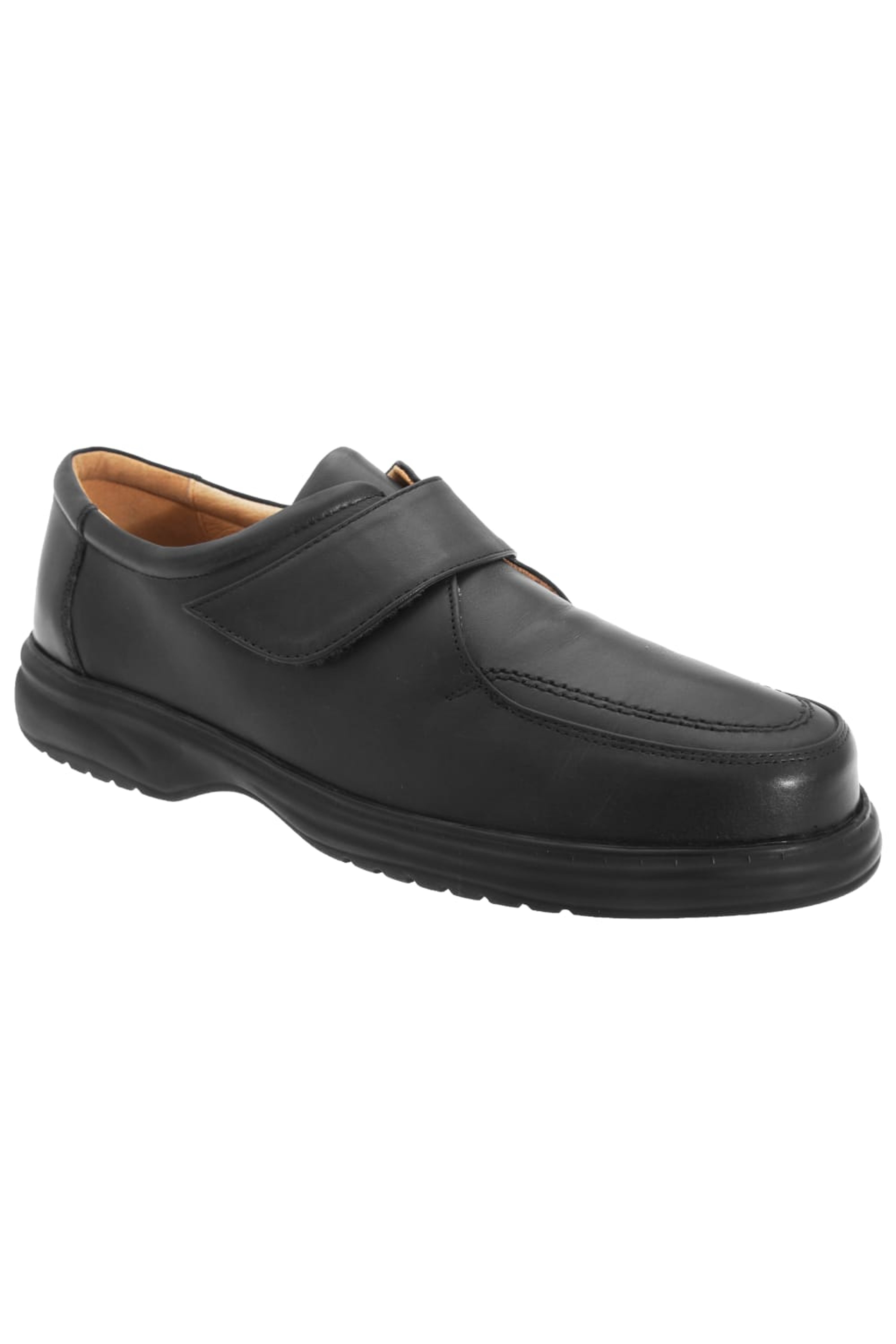 ROAMERS ROAMERS MENS SUPERLITE WIDE FIT TOUCH FASTENING LEATHER SHOES (BLACK)