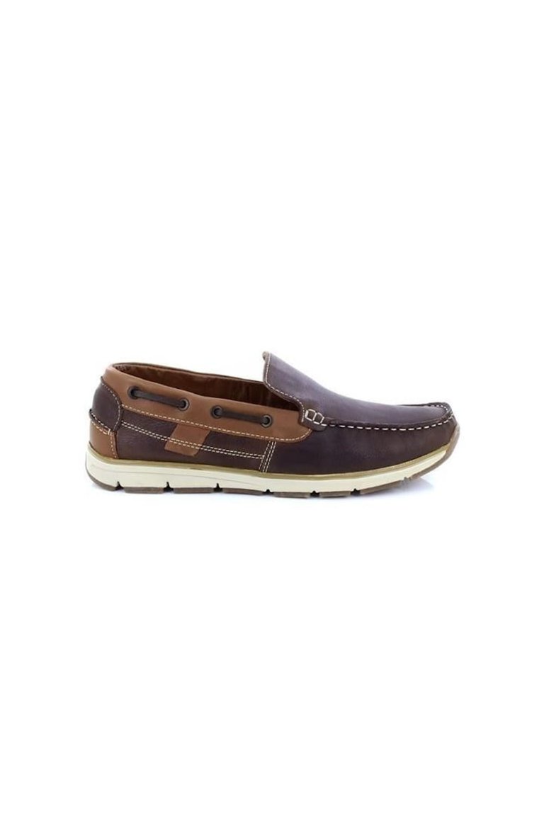 Superlight Mens Leather Slip On Apron Tab Moccasin Leisure Shoes (Brown)