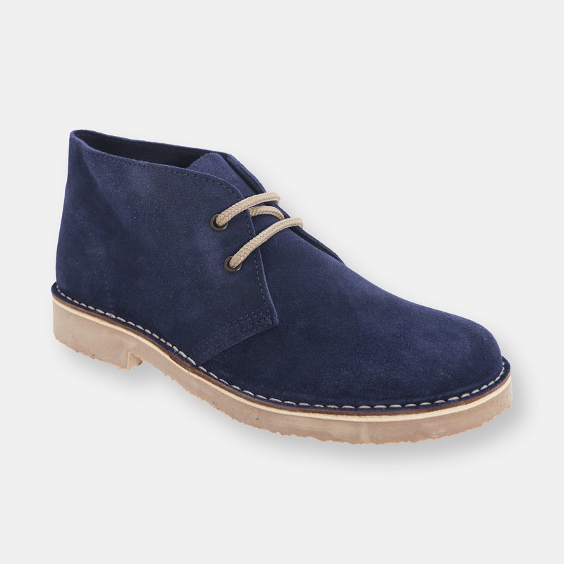 Roamers Womens/ladies Real Suede Round Toe Unlined Desert Boots (navy) In Blue