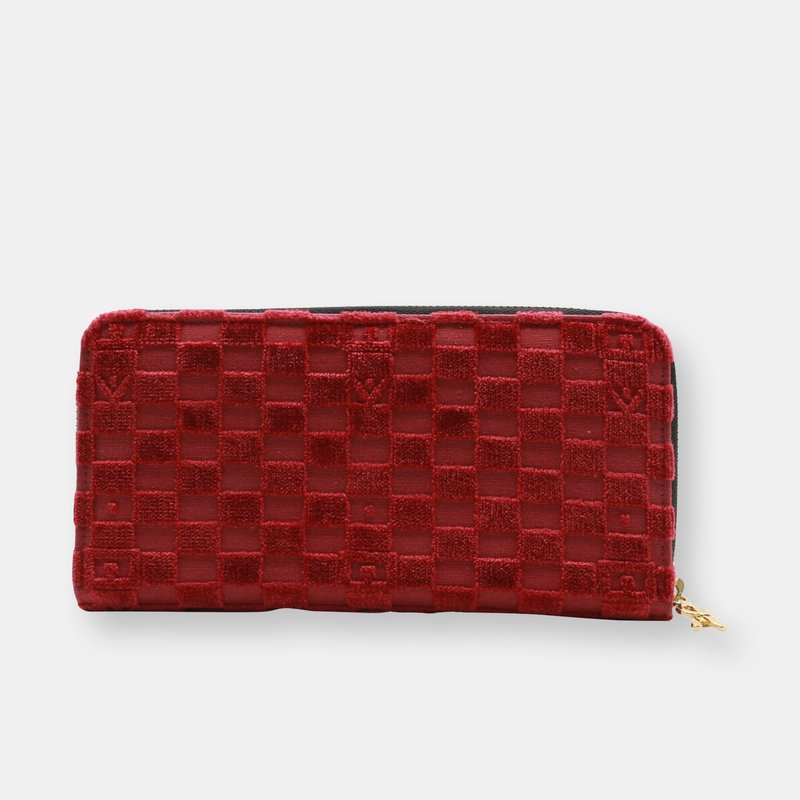 Roberta Di Camerino Women's Checked Portafogli Zip Fabric Wallet In Red