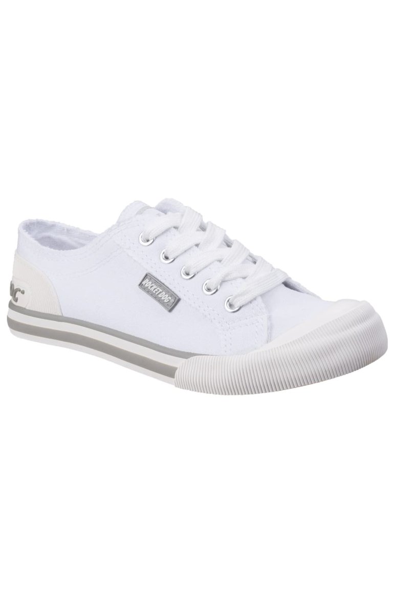 Womens/Ladies Jazzin Canvas Lace Up Shoe (White) - White