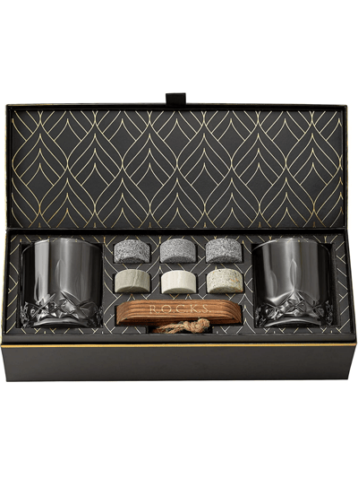 ROCKS Whiskey Chilling Stones Whiskey Chilling Stones Gift Set With 2 Signature Crystal Glasses product