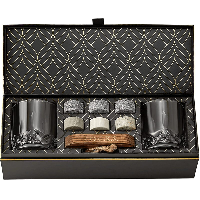 Rocks Whiskey Chilling Stones Whiskey Chilling Stones Gift Set With 2 Signature Crystal Glasses