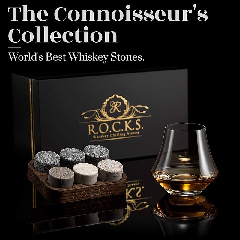 Shop Rocks Whiskey Chilling Stones Whiskey Stones & Crystal Nosing Tasting Glass Gift Set