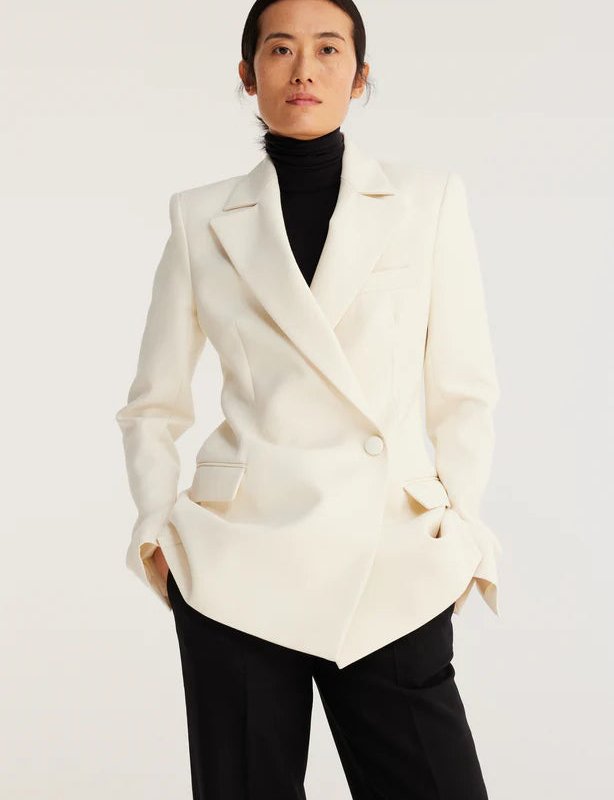 Shop Rohe Tailored Wool Blazer In White