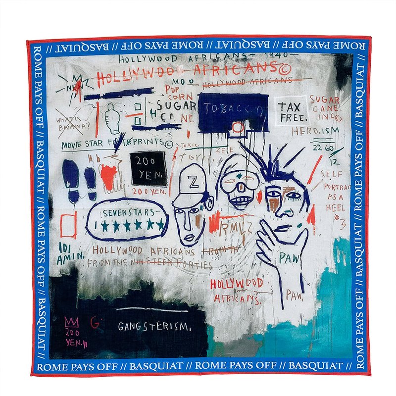 Rome Pays Off Basquiat "hollywood Africans" Bandana In White