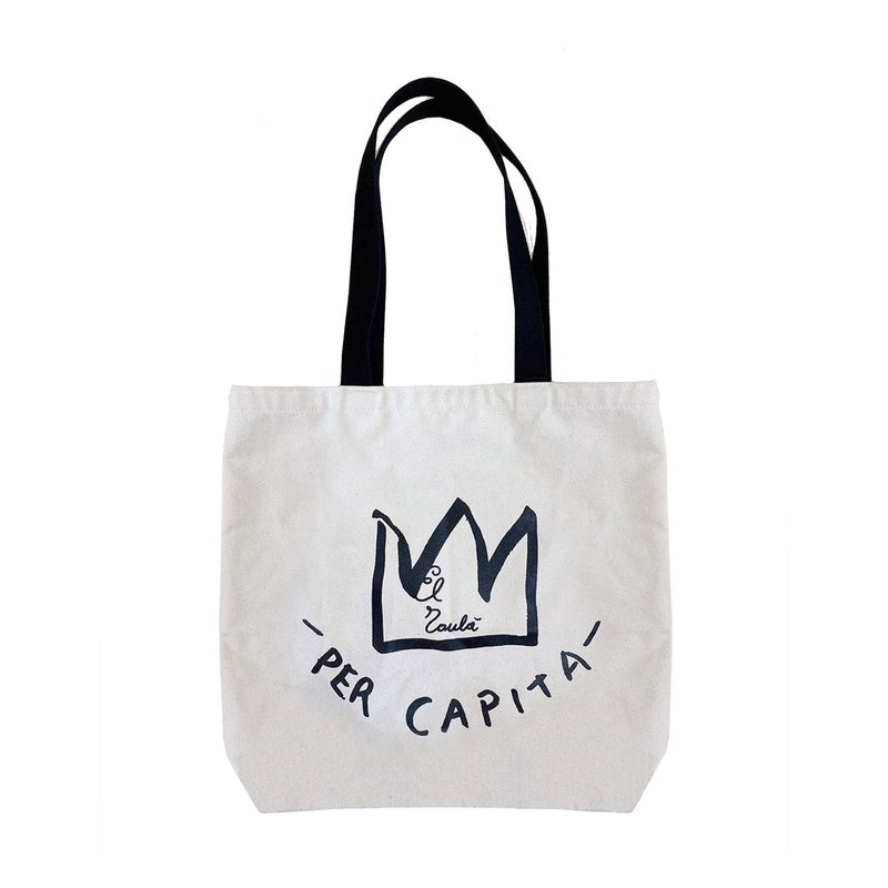 Rome Pays Off Basquiat "per Capita" Large Canvas Tote Bag In White