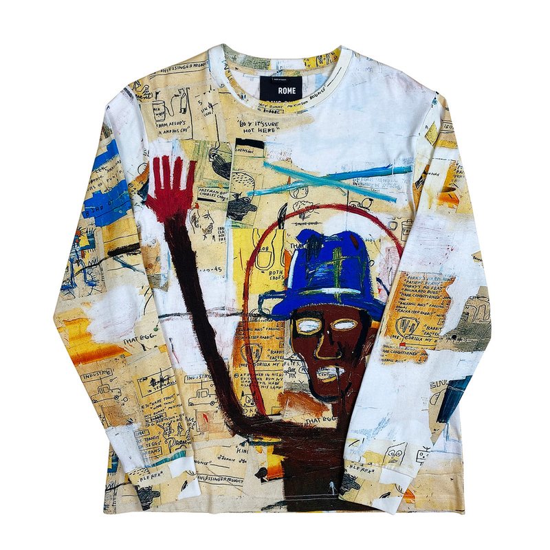 Rome Pays Off Basquiat "toxic" Unisex Long-sleeve T-shirt In White