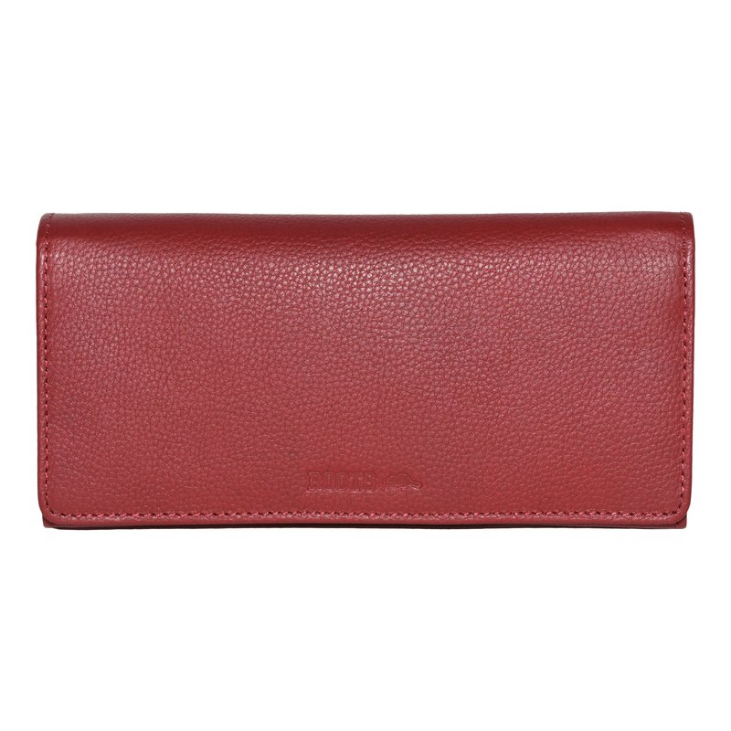 Roots Ladies Leather Rfid Expander Clutch Wallet In Red
