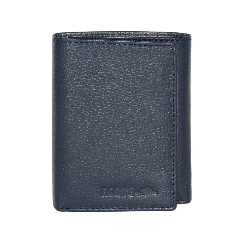 Shop Roots Leather Rfid Trifold Wallet In Blue