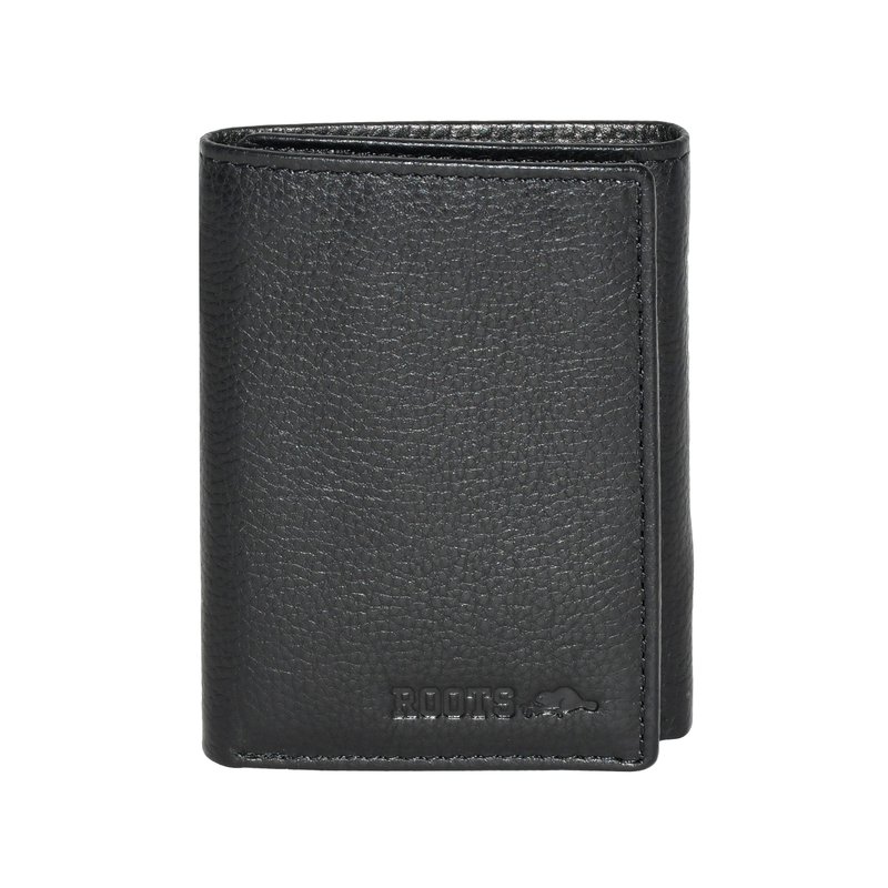 Roots Leather Rfid Trifold Wallet In Black