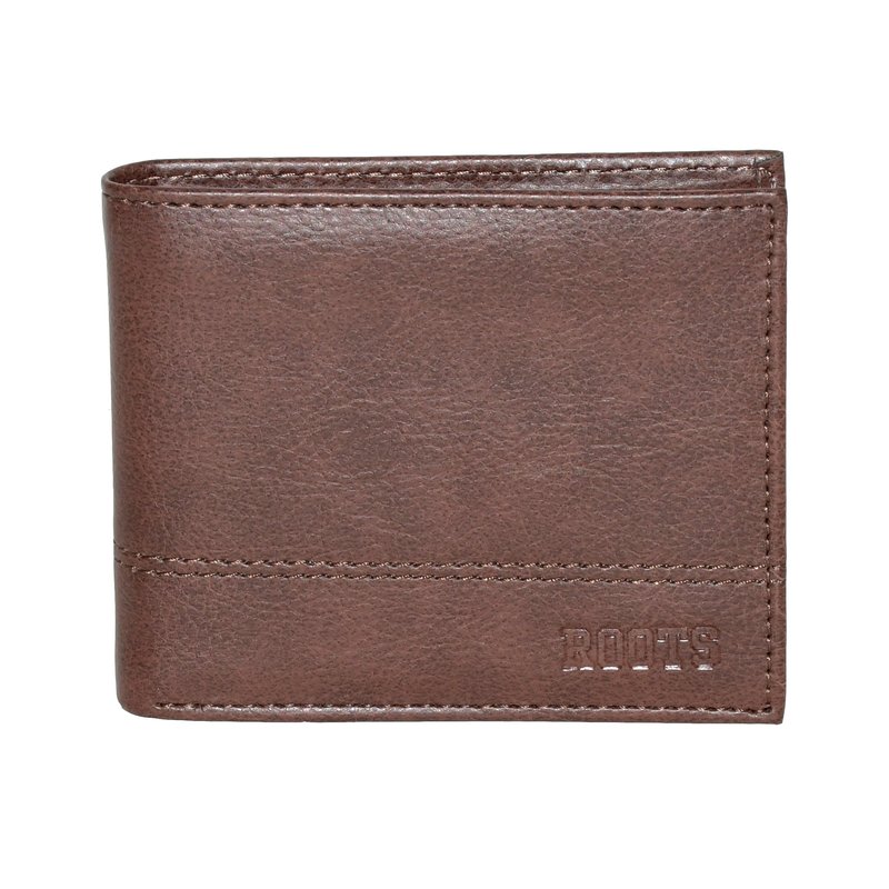 Roots Mens Slim Wallet With Non Removable Top Flap Brown