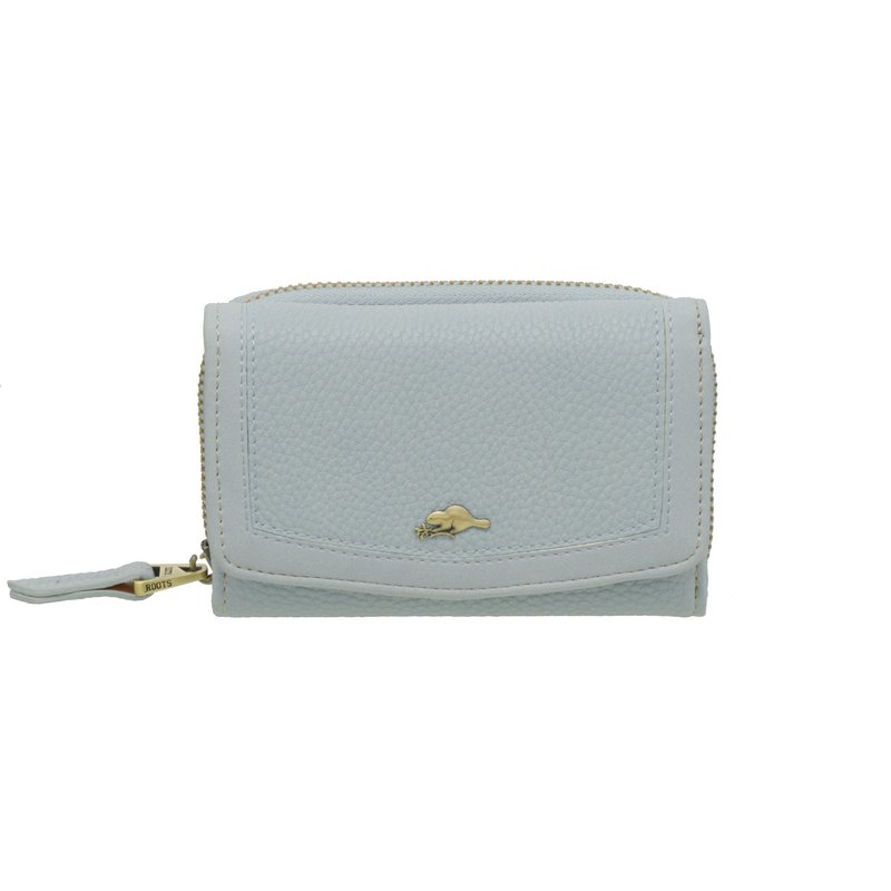 Roots Trifold Snap And Zip Clutch In Blue