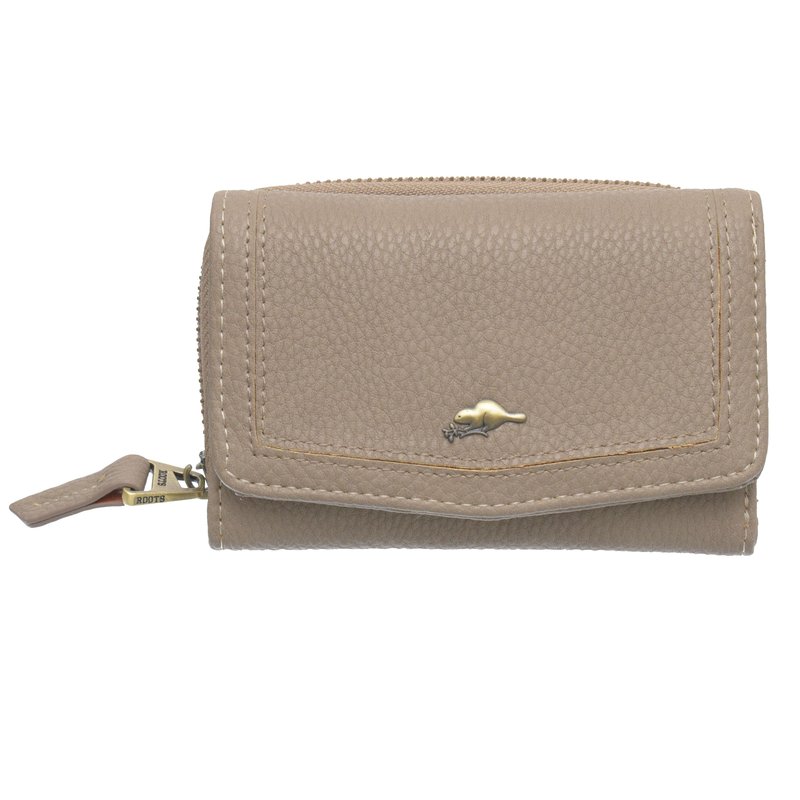 Roots Trifold Snap And Zip Clutch In Brown