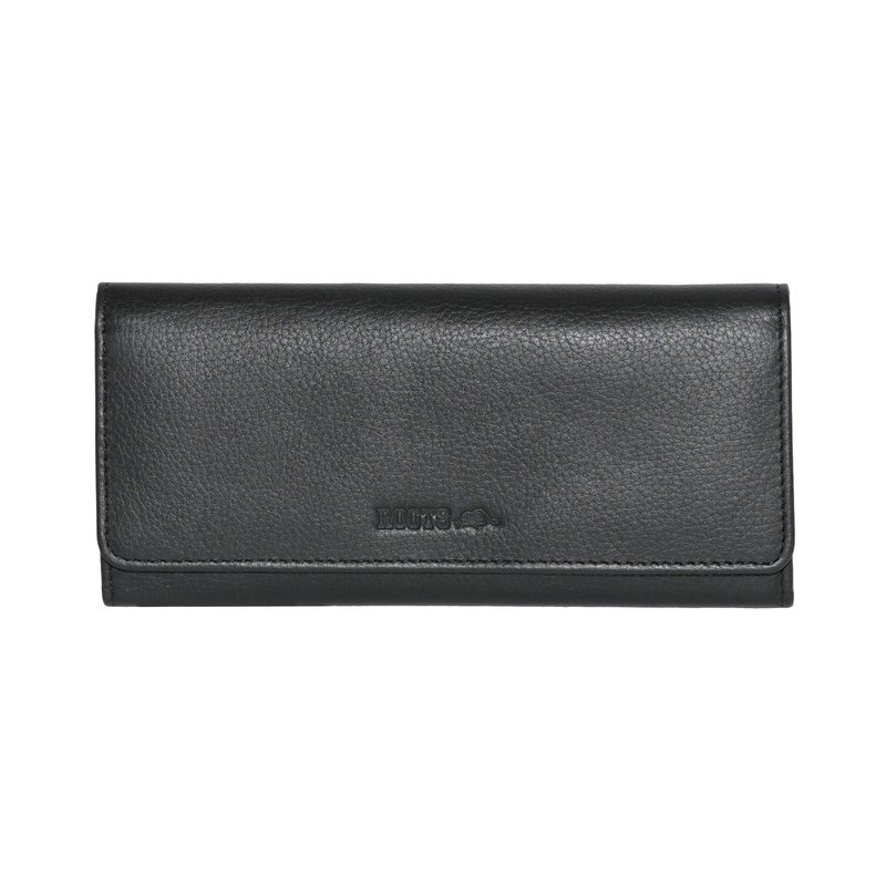 Roots Slim Leather Clutch Wallet In Black