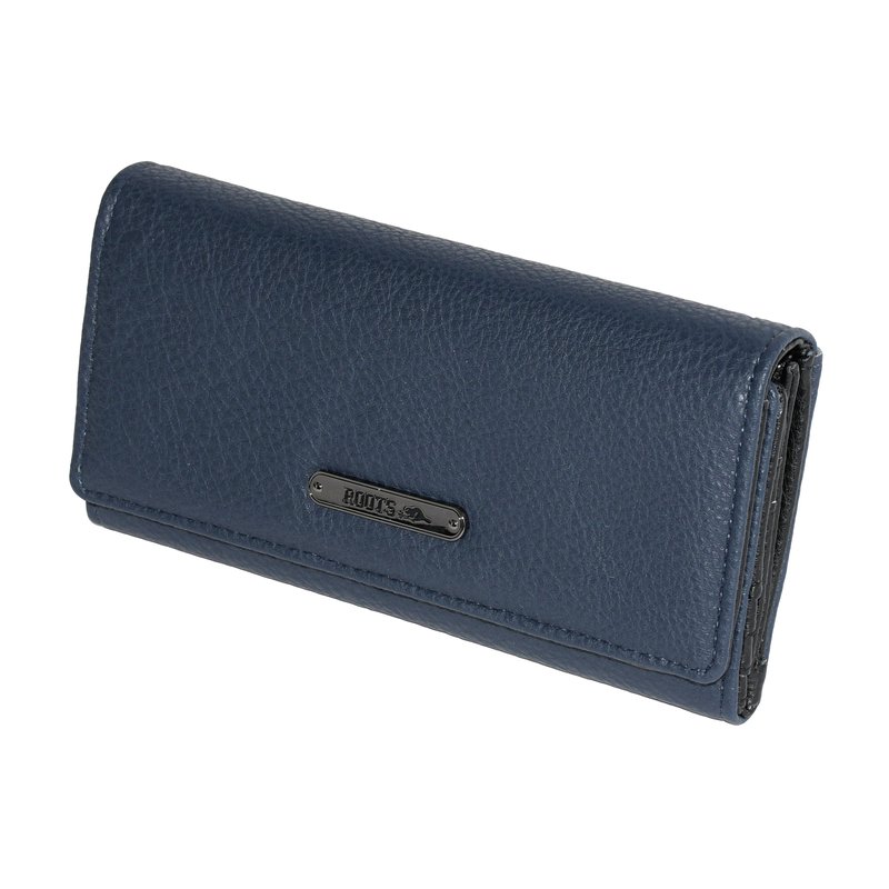 Roots Slim Trifold Ladies Clutch Wallet In Blue