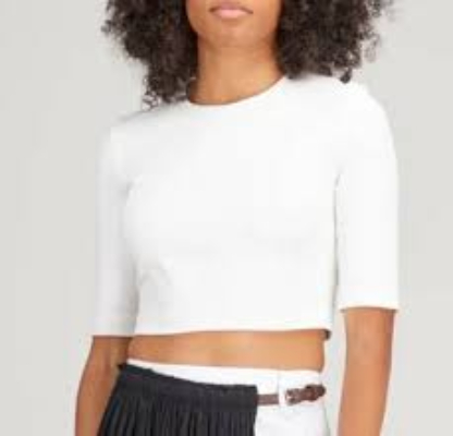 Shop Rosetta Getty Button Back Cropped Top In White