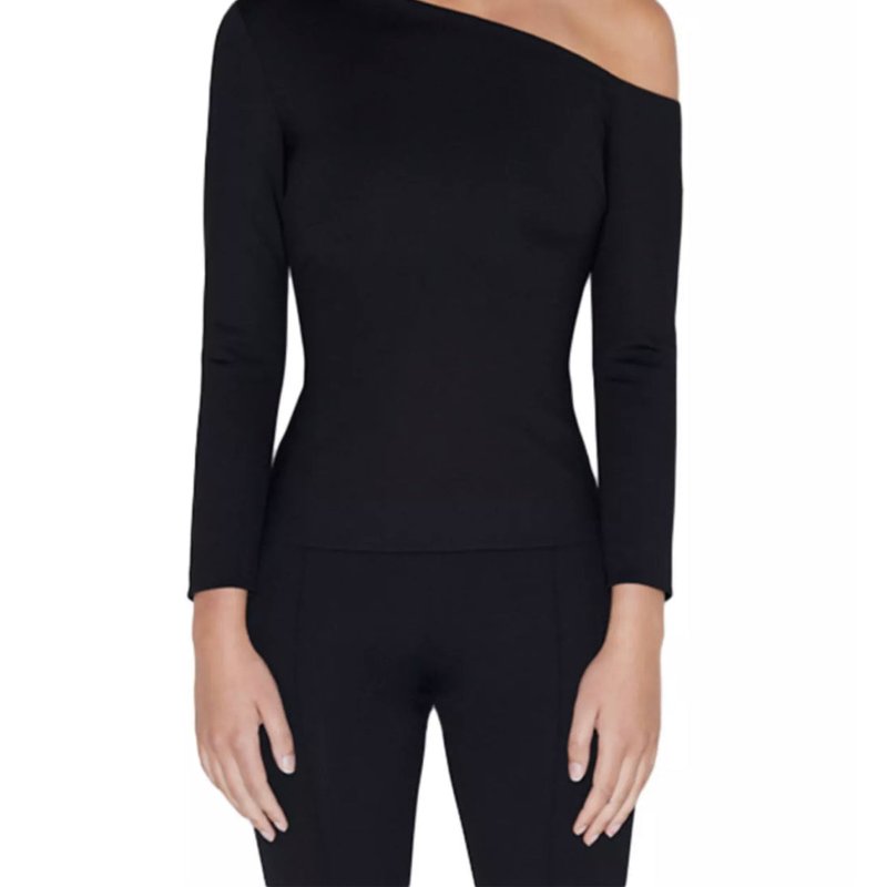 Shop Rosetta Getty Long Sleeve Off The Shoulder Top In Black