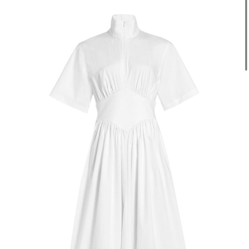 Shop Rosetta Getty Zip Up Gathered Yoke Dress In White