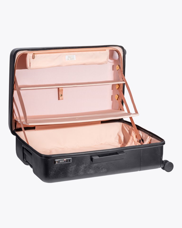 The Castle Classic Suitcase/Luggage - Black - Pink Interior