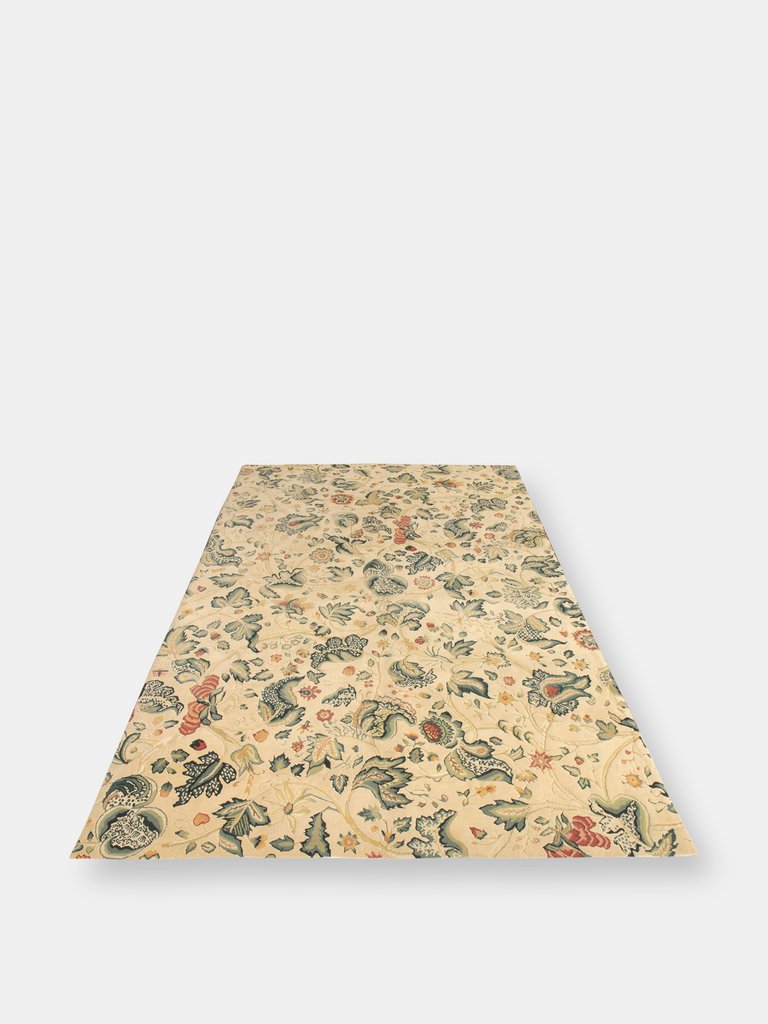 Rug & Kilim’s European Tudor Style Rug in Yellow and Green Floral pattern " 5'8"x9'8" "