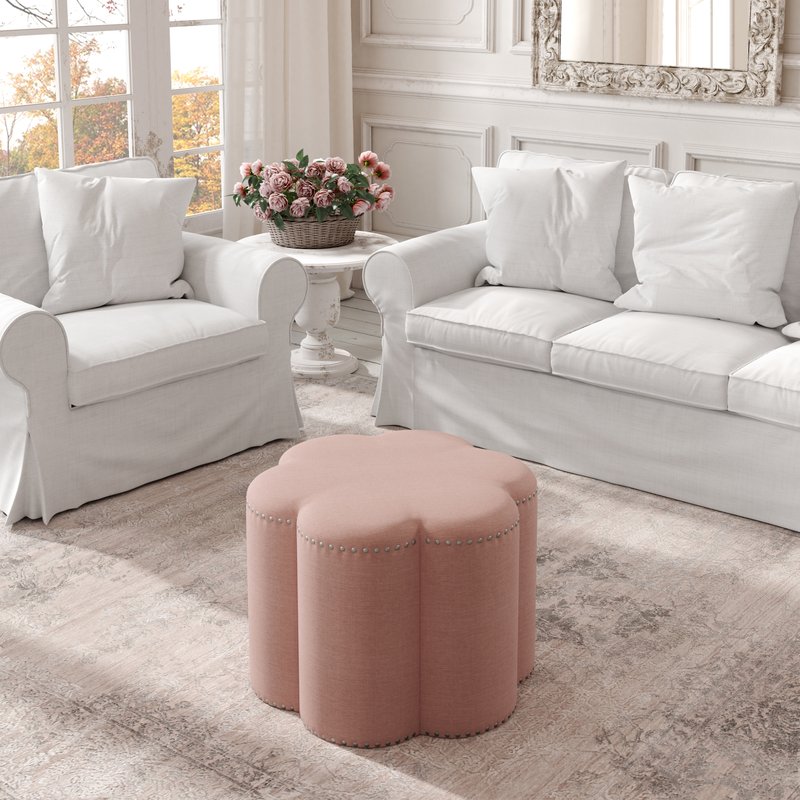 Rustic Manor Paizley Ottoman In Pink