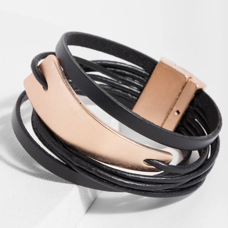 Saachi Style Absolute Zero Leather Bracelet In Black