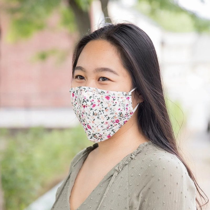 Saachi Style Adjustable Floral Face Mask With Two Pm2.5 Filters In White