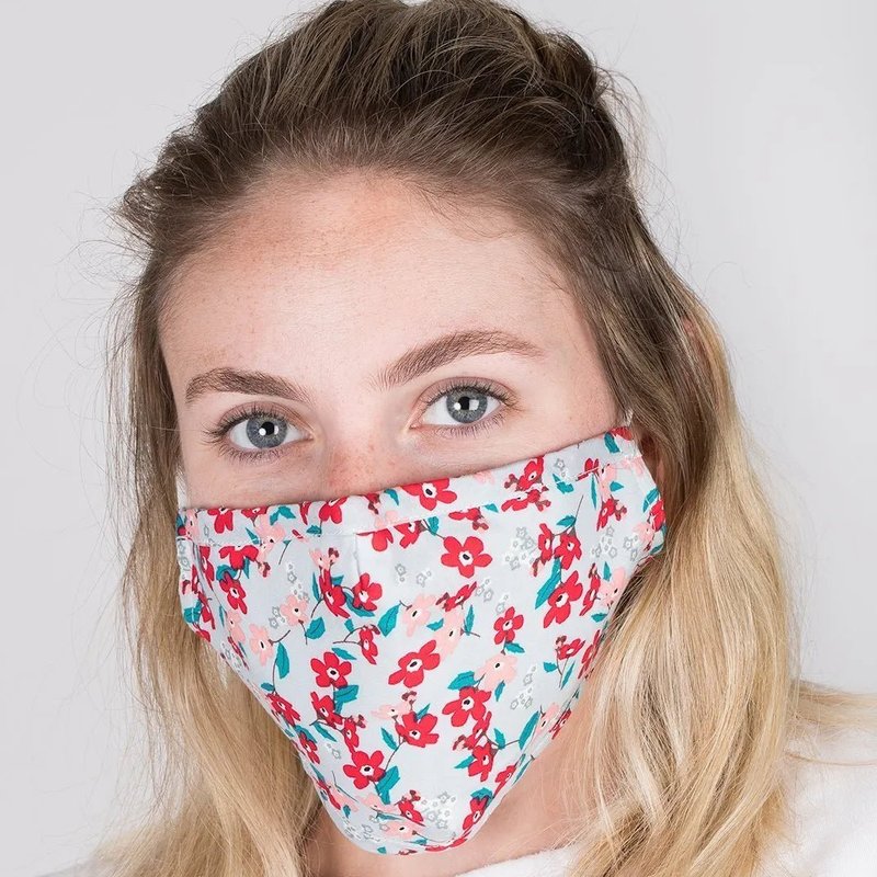 Saachi Style Adjustable Floral Face Mask With Two Pm2.5 Filters In Grey