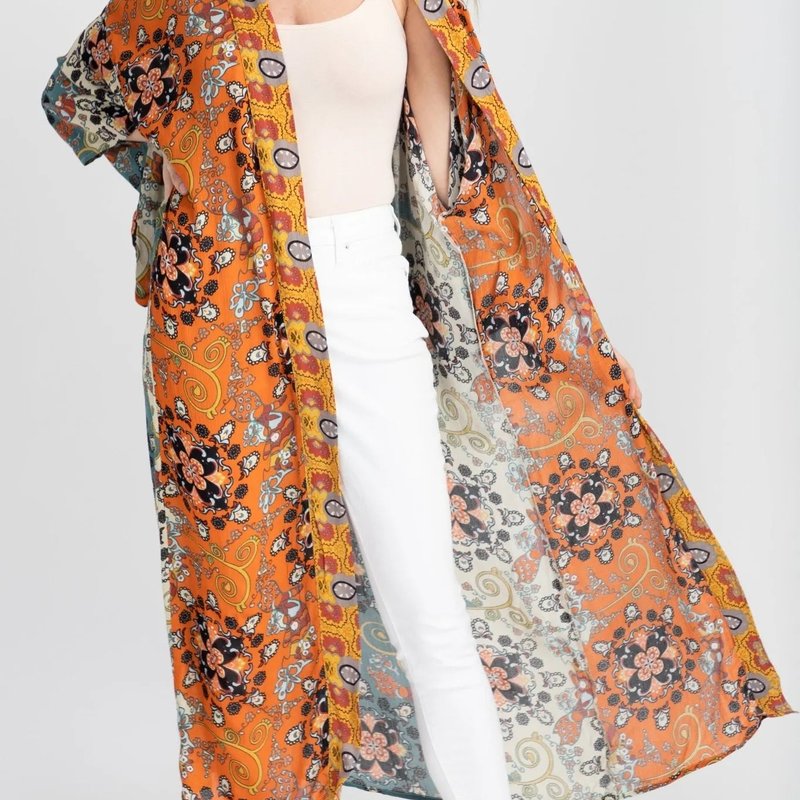 Saachi Style Aurora Long Kimono In Grey
