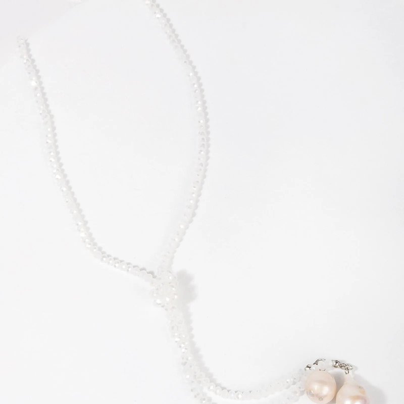 Saachi Style Baroque Knotted Pearl Necklace In White